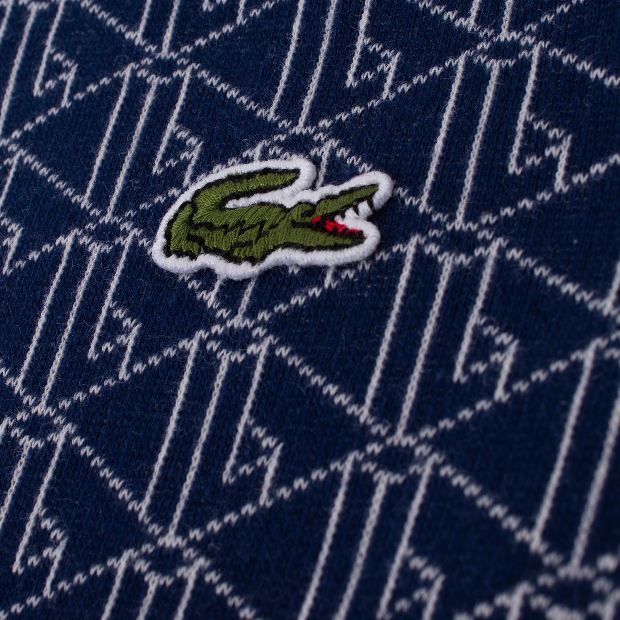 Ladies Lacoste Monogram Jacquard Polo Shirt Navy/White